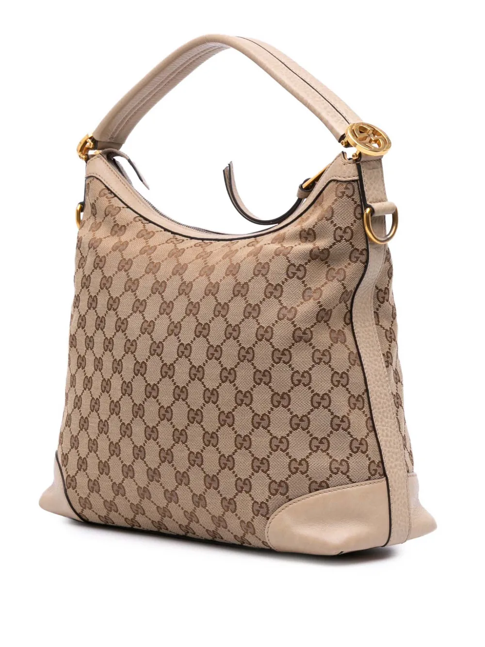 Pre-owned Gucci 2016-2025 Small Miss Gg Canvas Hobo Satchel In Brown