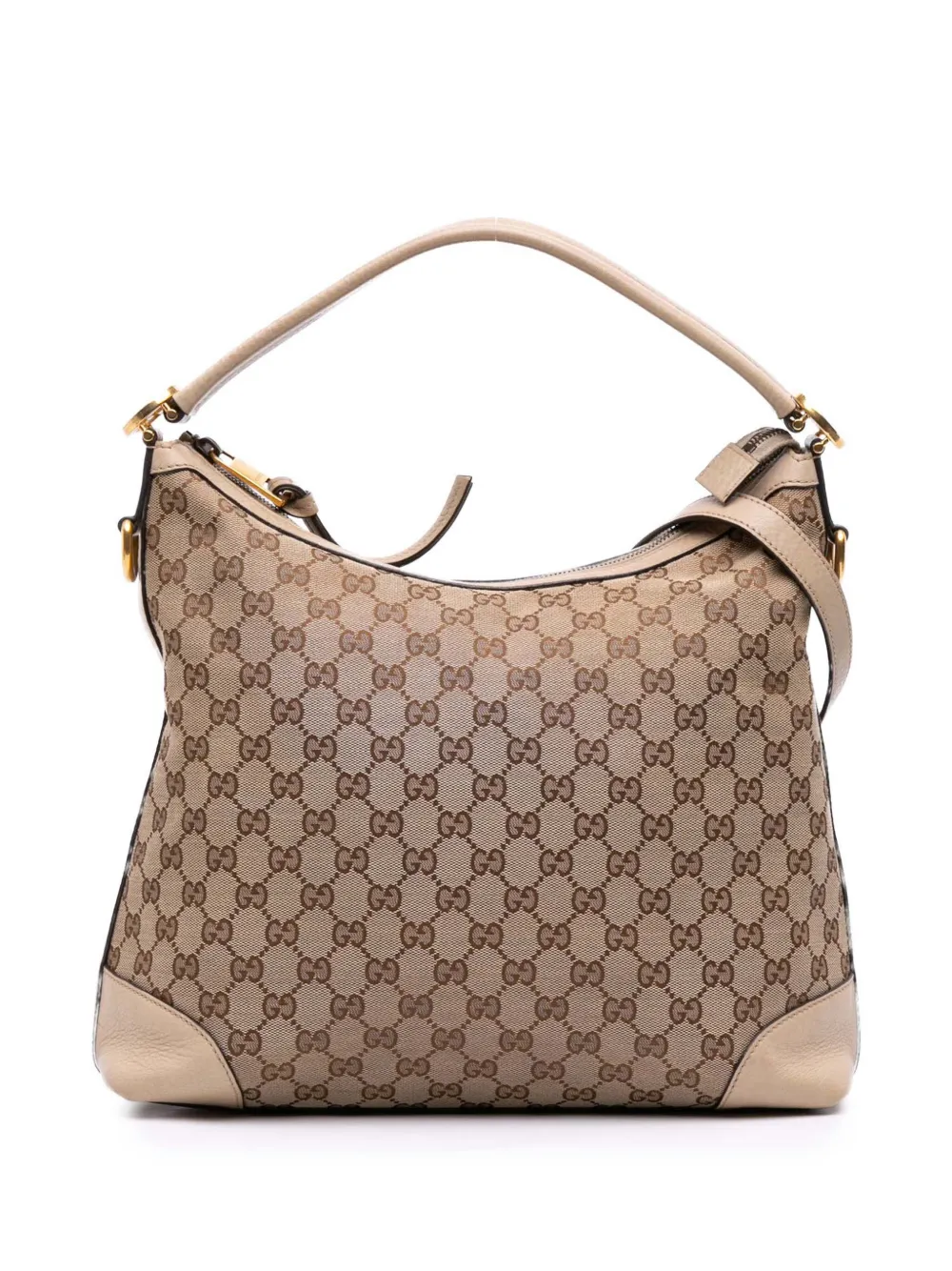 Pre-owned Gucci 2016-2025 Small Miss Gg Canvas Hobo Satchel In Brown