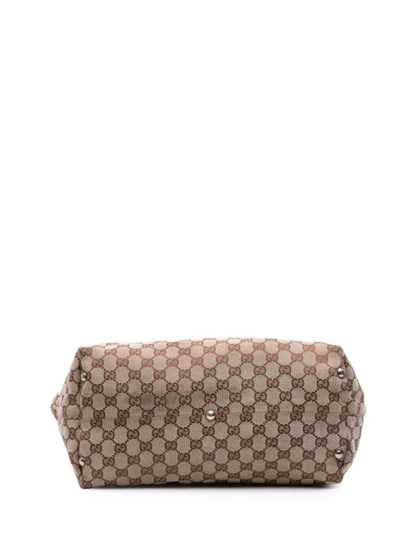 GUCCI ブラウンロゴ柄ハンドバッグ 2WAYハンドバッグ(約W28.5xH20xD9.5cm ブラウン): ブランドバッグ