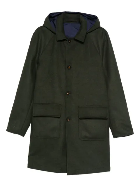 Kired hooded flap-pocket coat