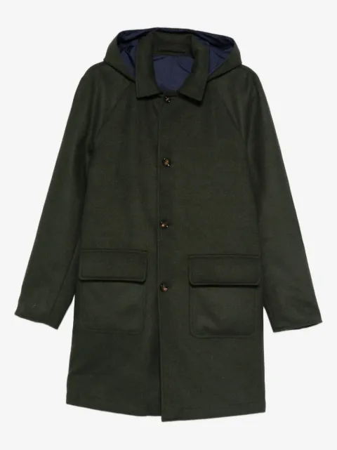 Kired hooded flap-pocket coat
