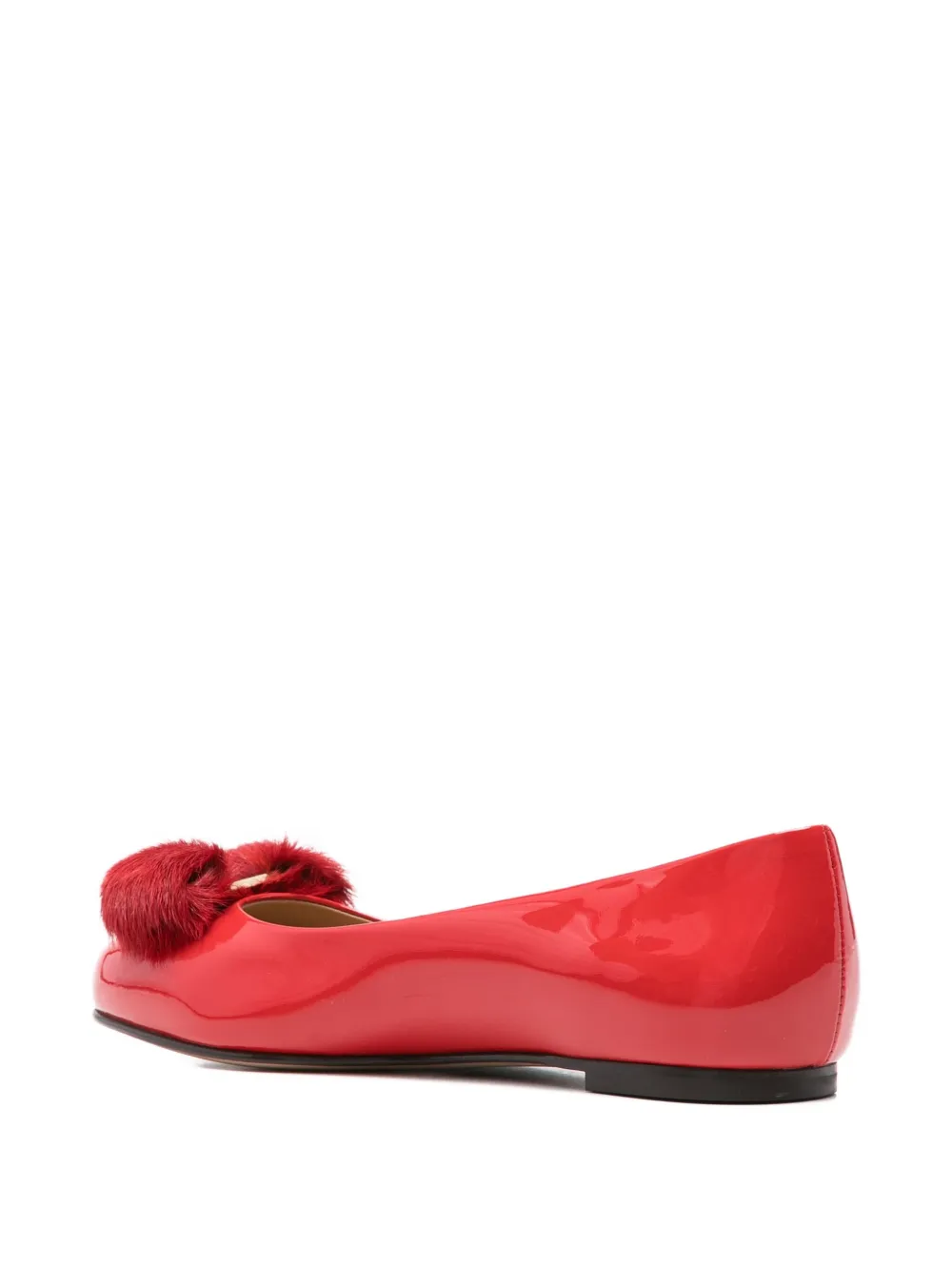 Ferragamo Patent Leather Ballerina Flats Bow Accent In Red