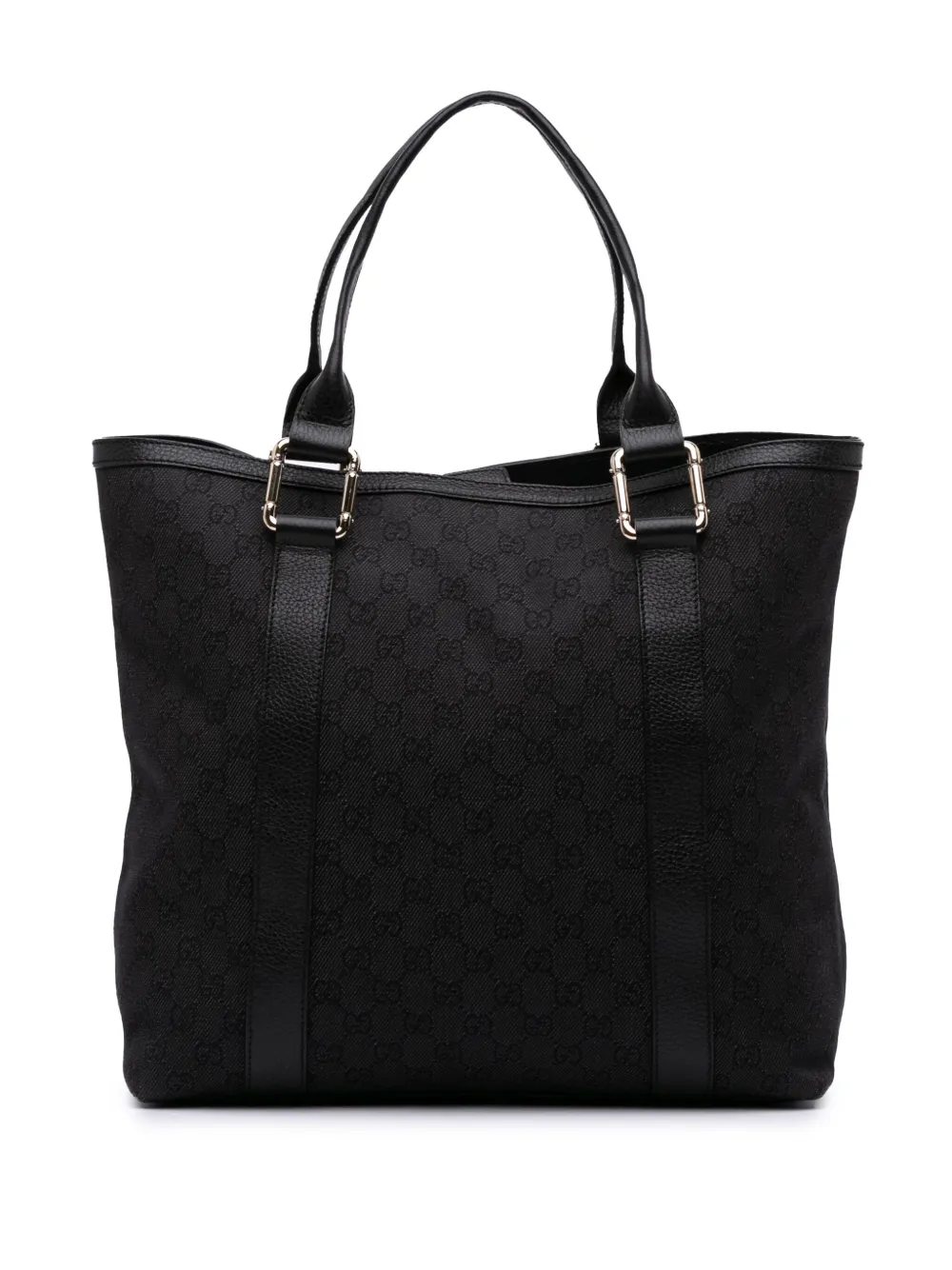 Pre-owned Gucci 2016-2025 Gg Denim Tote Bag In Black