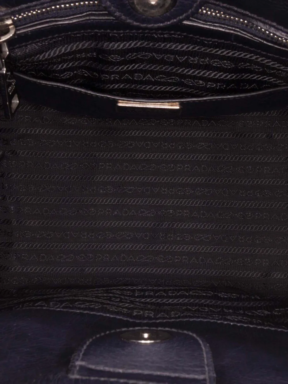 Pre-owned Prada 2013-2025 Glace Calf Twin Pocket Satchel In Black