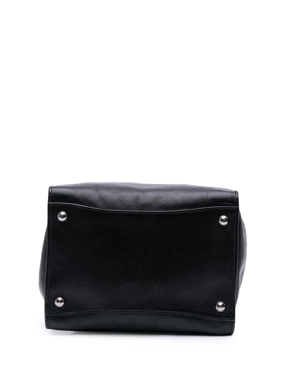 Pre-owned Prada 2013-2025 Glace Calf Twin Pocket Satchel In Black