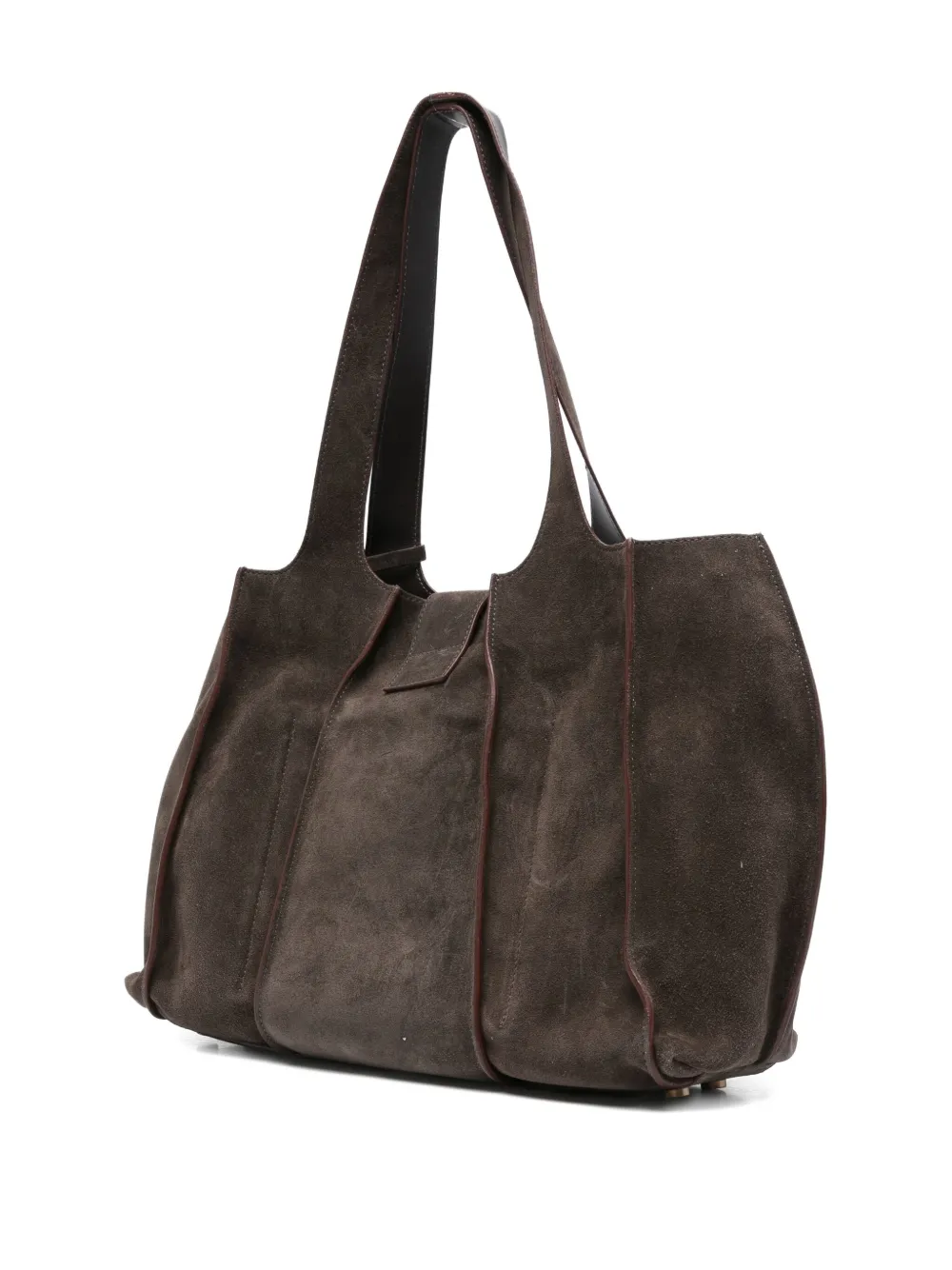 Roberto Festa Eloise suède shopper met vlakken Bruin