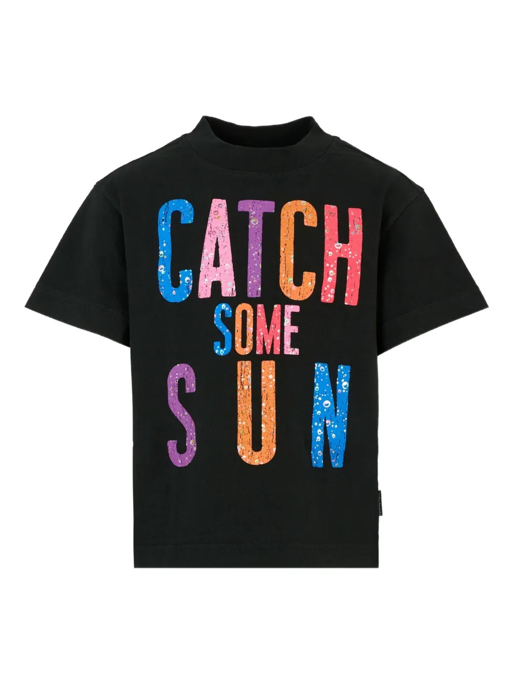 Palm Angels Kids sequin-embellished slogan T-shirt Zwart