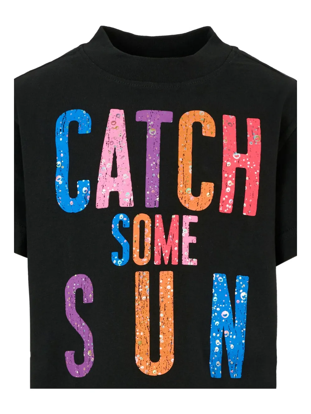 Palm Angels Kids T-shirt met pailletten en tekst Zwart