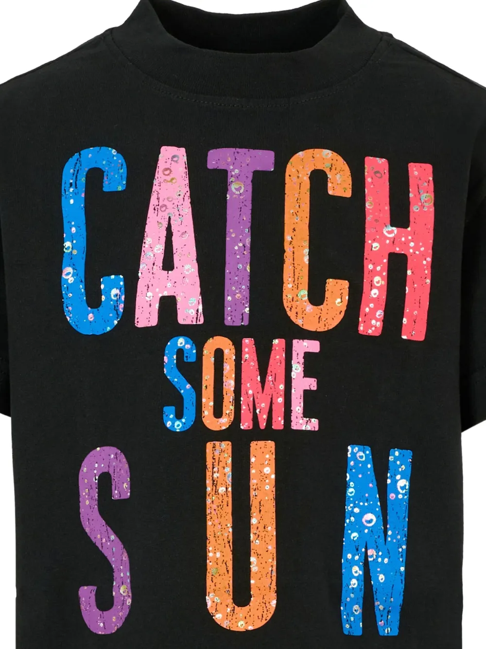 Palm Angels Sequin-embellished Slogan T-shirt In Black