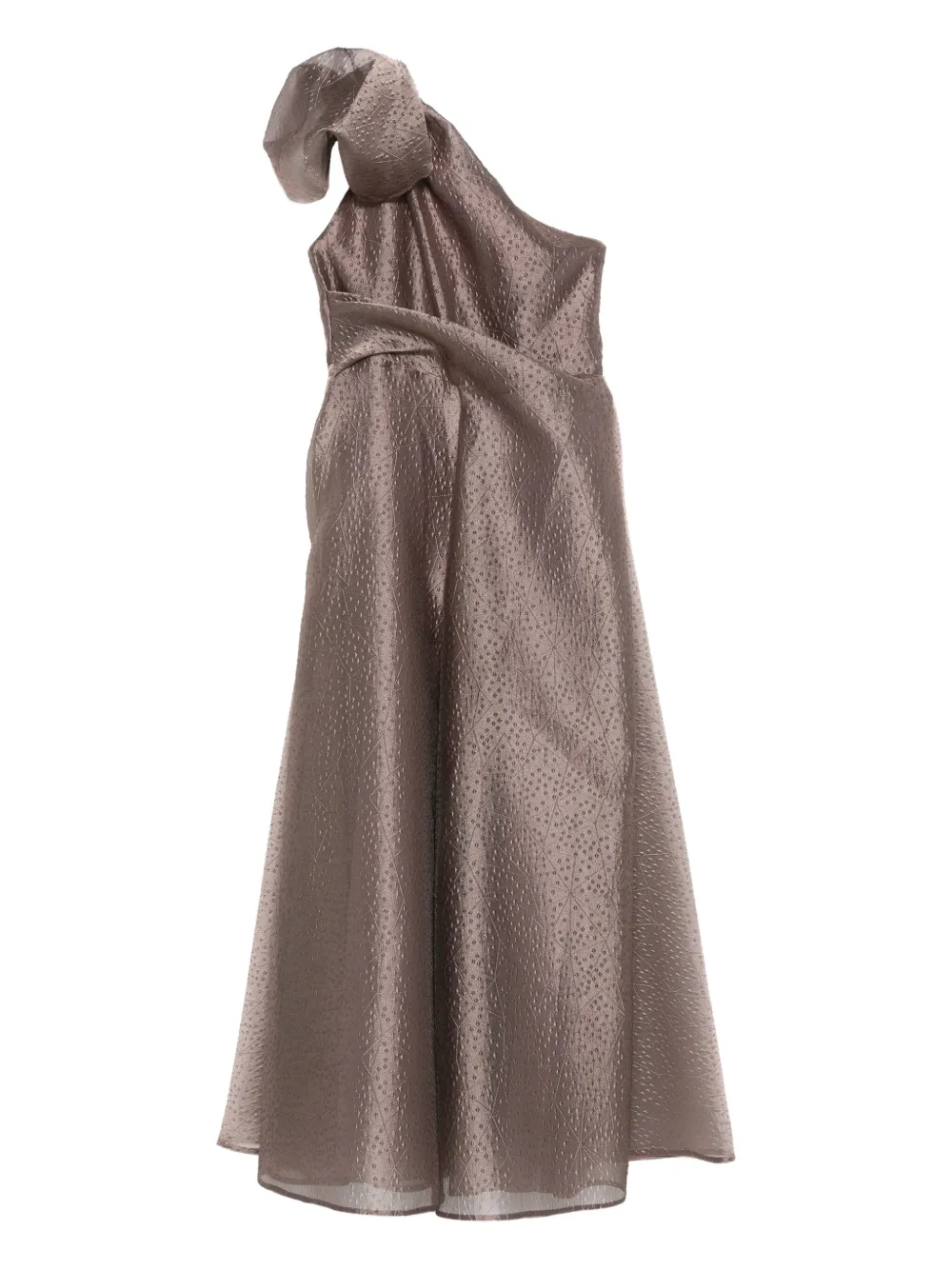 Talbot Runhof one-shoulder textured dress | Brown | Image 1