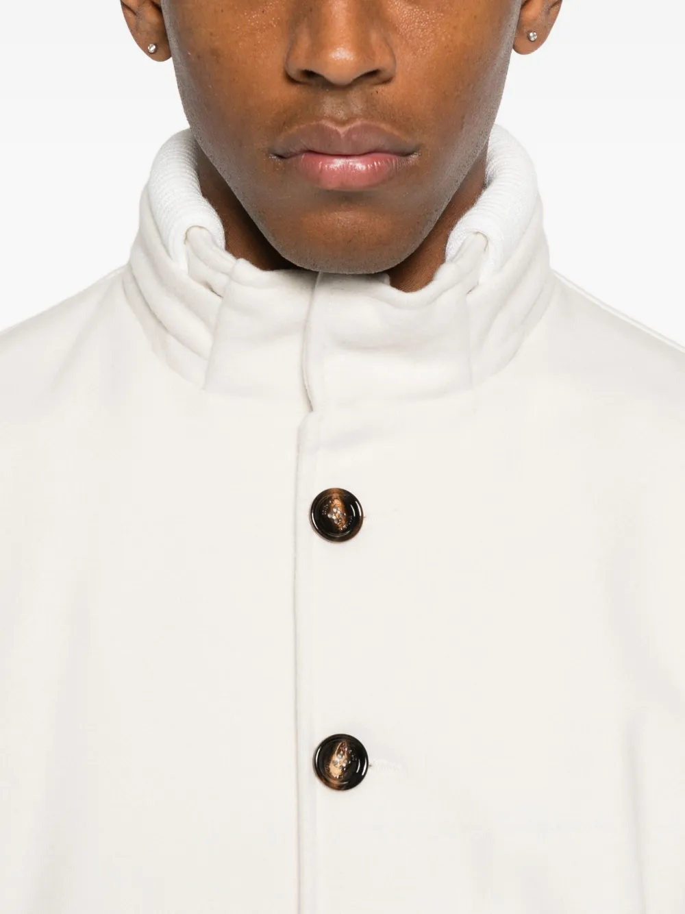 Kired Button-fastening Bomber Jacket In White