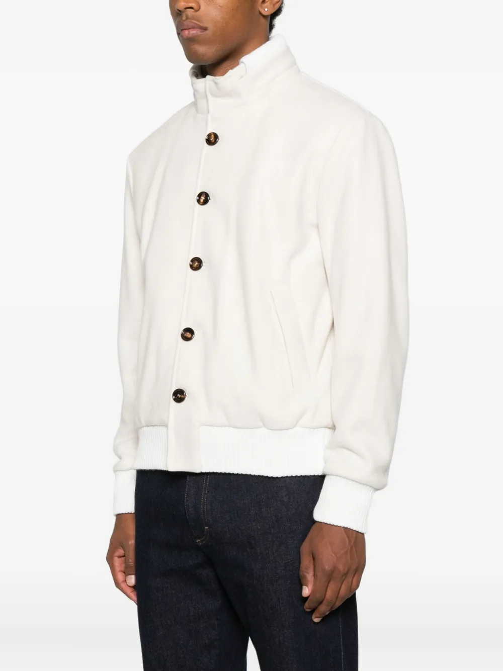 Kired Button-fastening Bomber Jacket In White