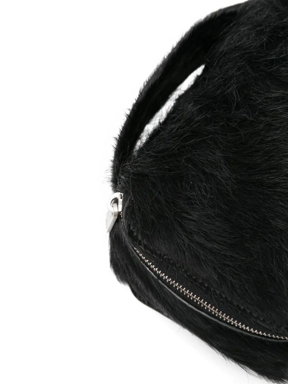 Rick Owens Calf-hair Zipped Clutch In Black
