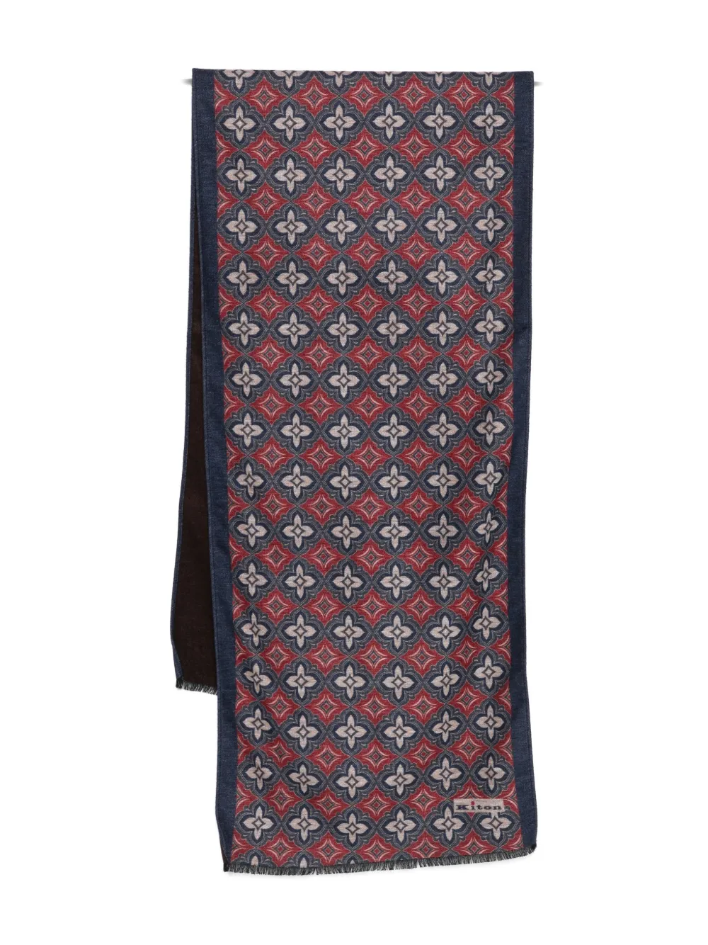 Kiton floral-pattern scarf Bruin
