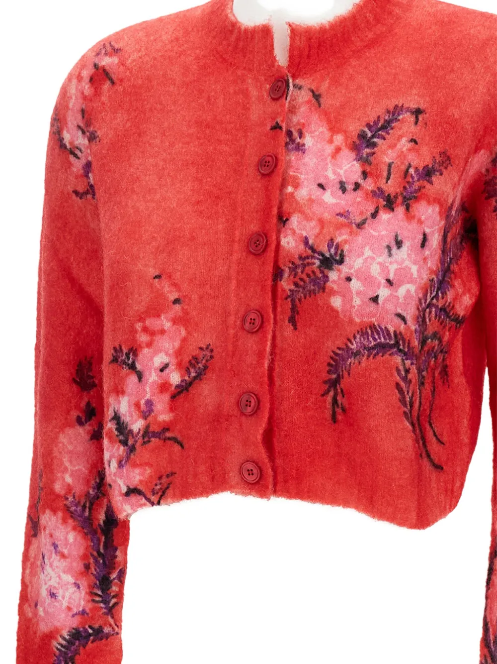Des_phemmes Floral-print Cardigan In Red