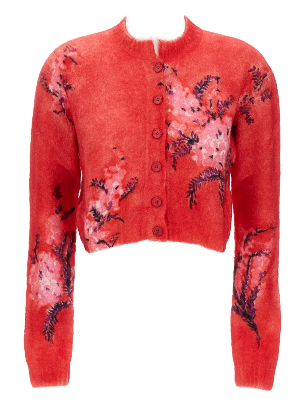 Des_phemmes Floral-print Cardigan In Red