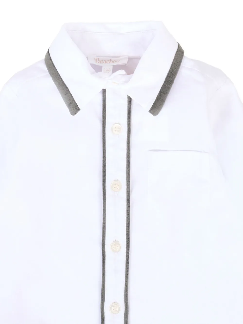 Patachou velvet-trimmed long-sleeve shirt Wit