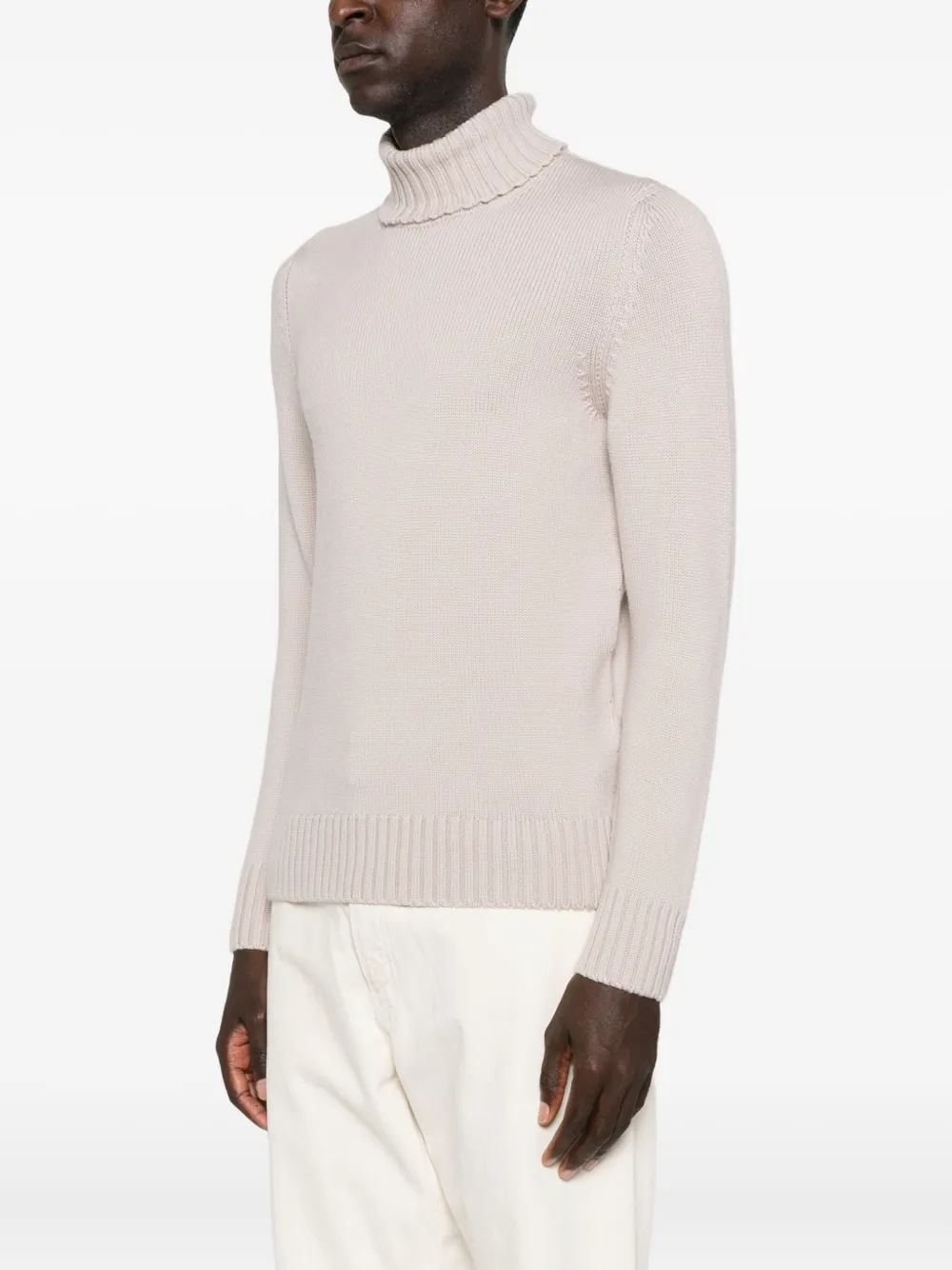 Drumohr Turtleneck Merino Wool Sweater In Neutral