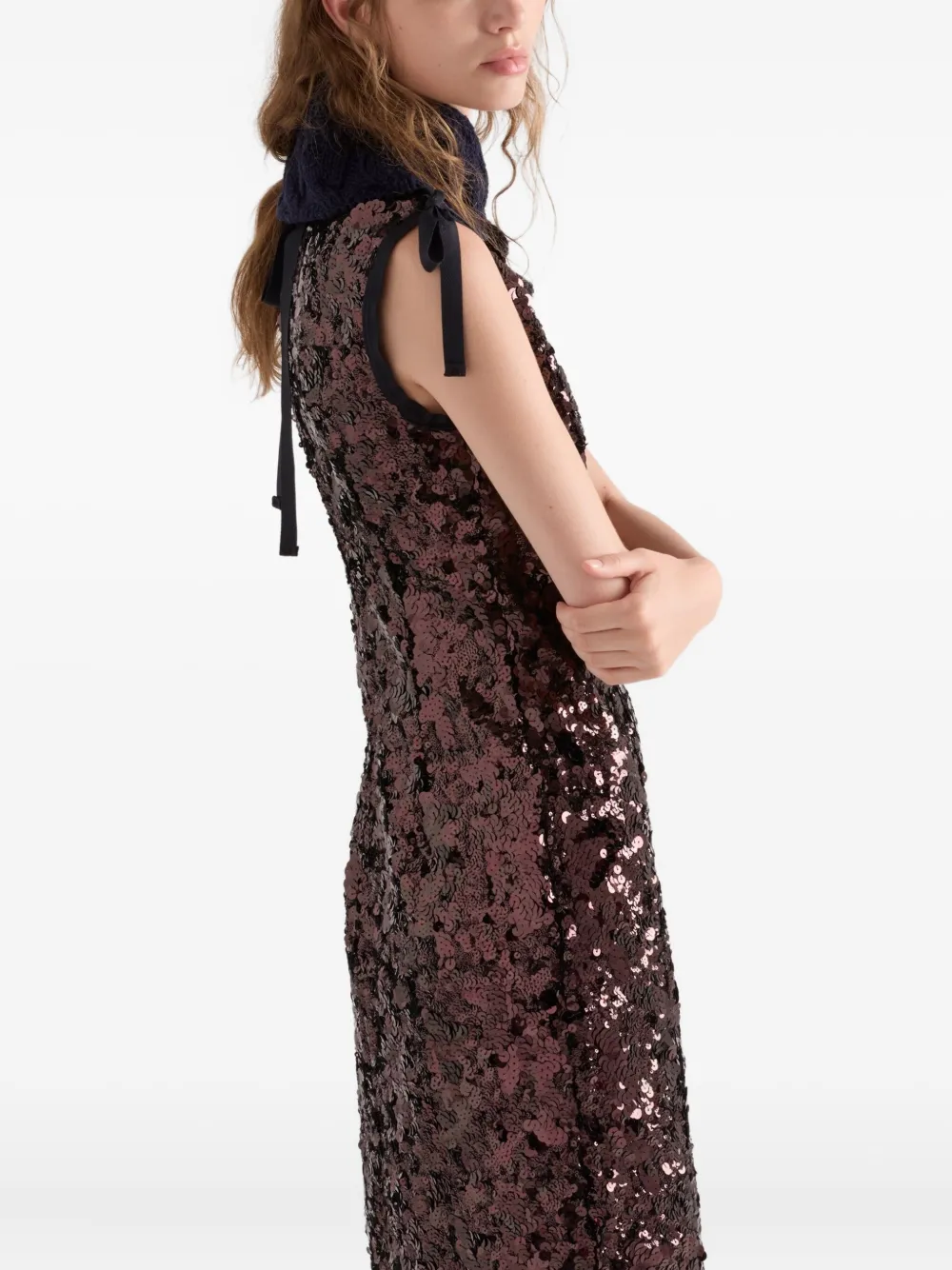 Prada Abito In Paillettes Marroni Donna In Brown