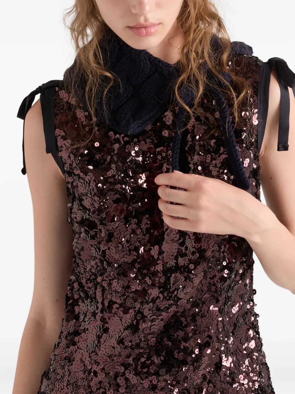 Prada Abito In Paillettes Marroni Donna In Brown