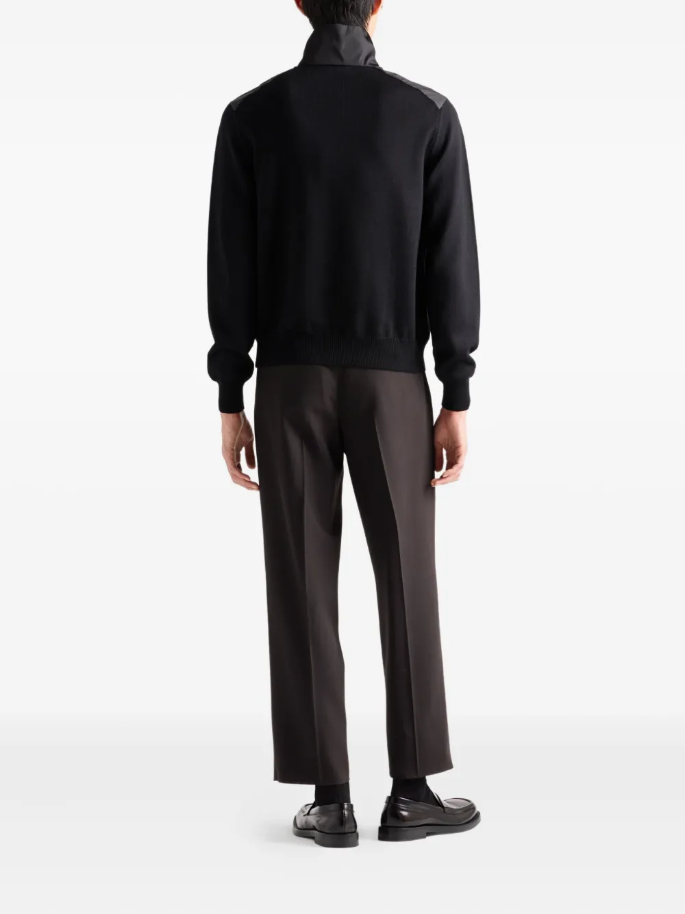 Prada superfine wool half-zipper sweater Zwart