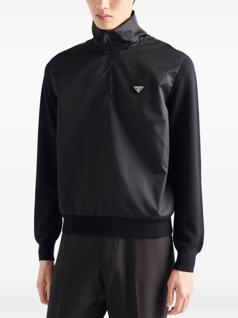 Prada superfine wool half-zipper sweater Zwart