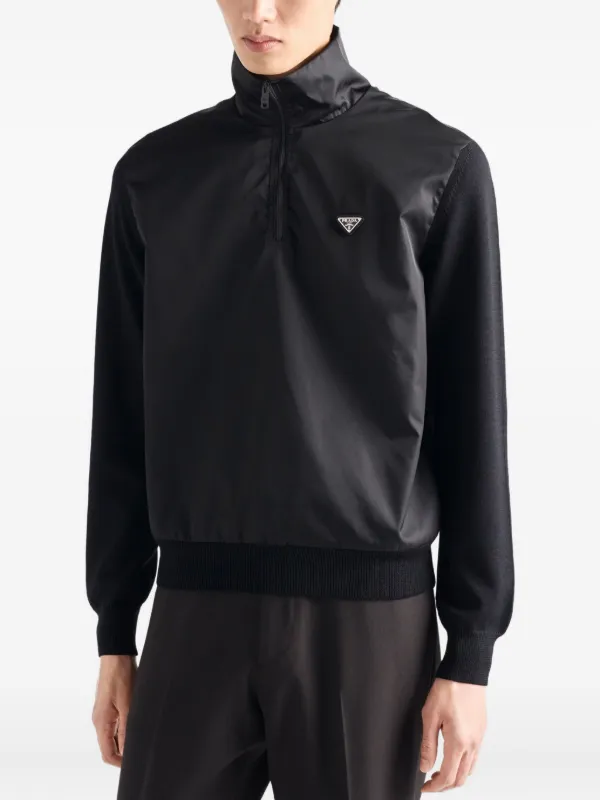 Prada Superfine Wool half-zipper Sweater | Black | FARFETCH