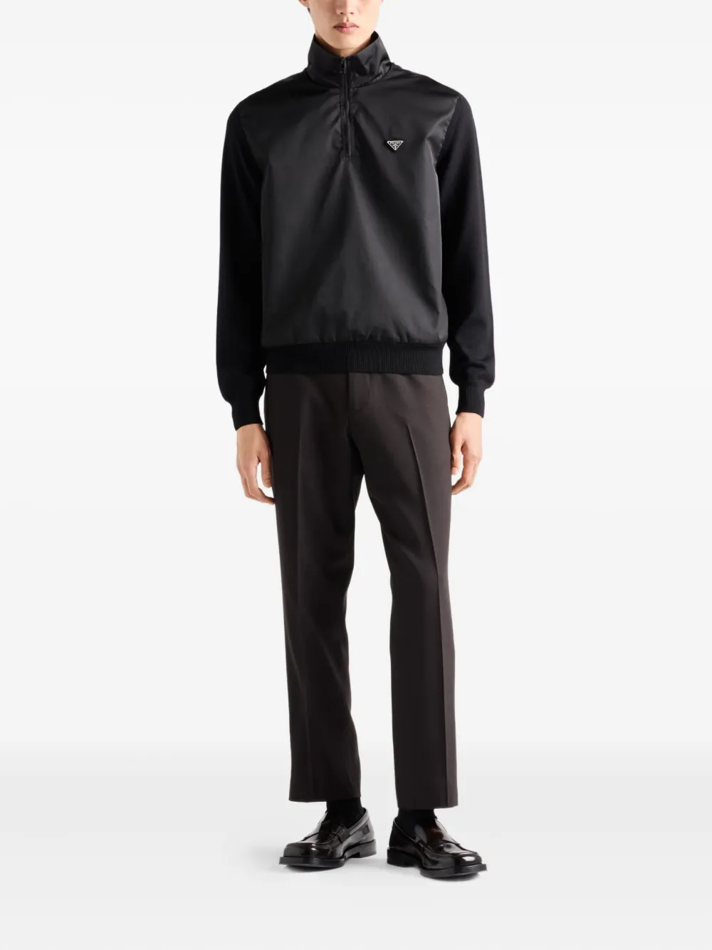 Prada superfine wool half-zipper sweater Zwart