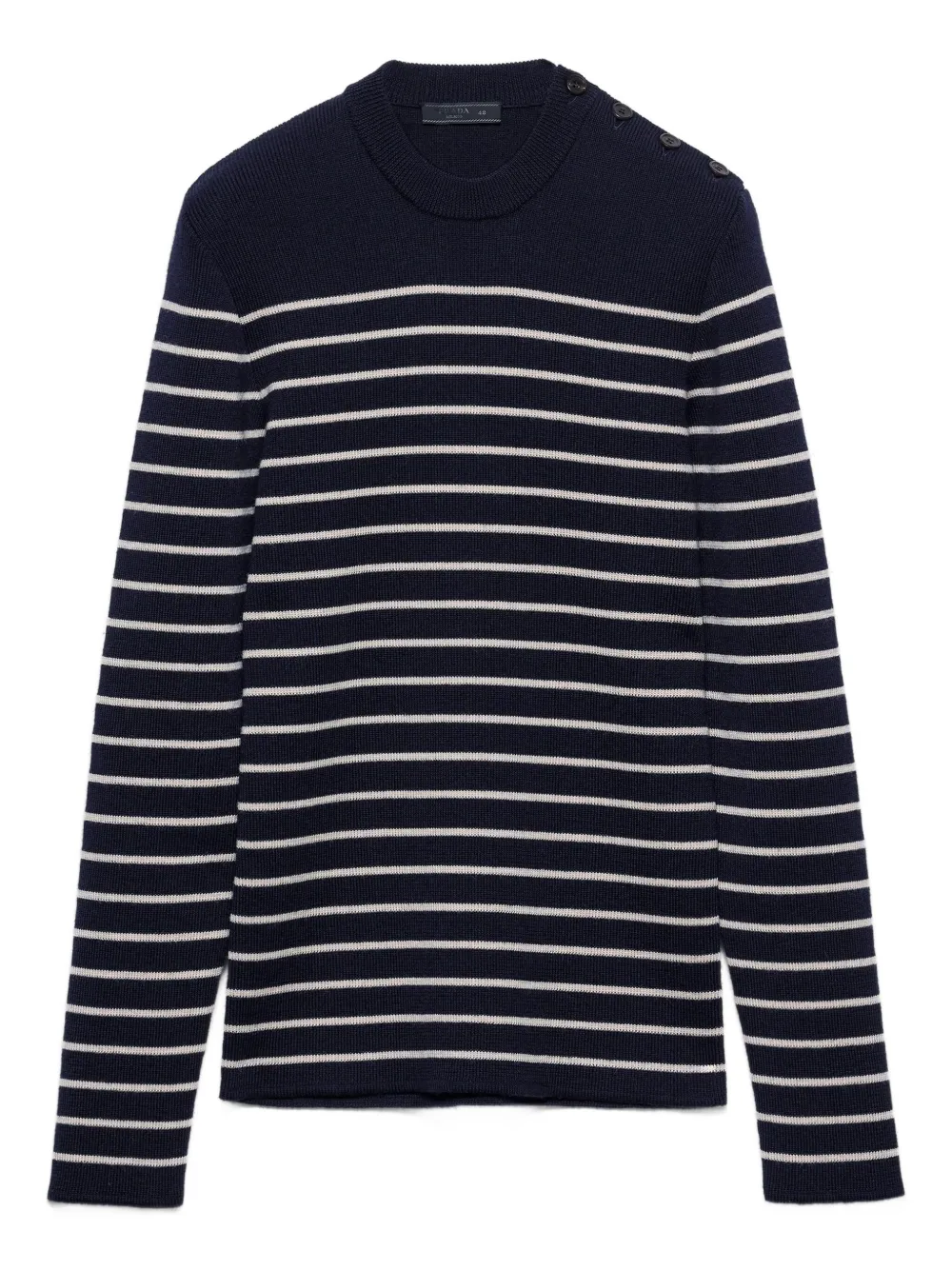 Prada Gestreepte wollen trui met ronde hals Blauw