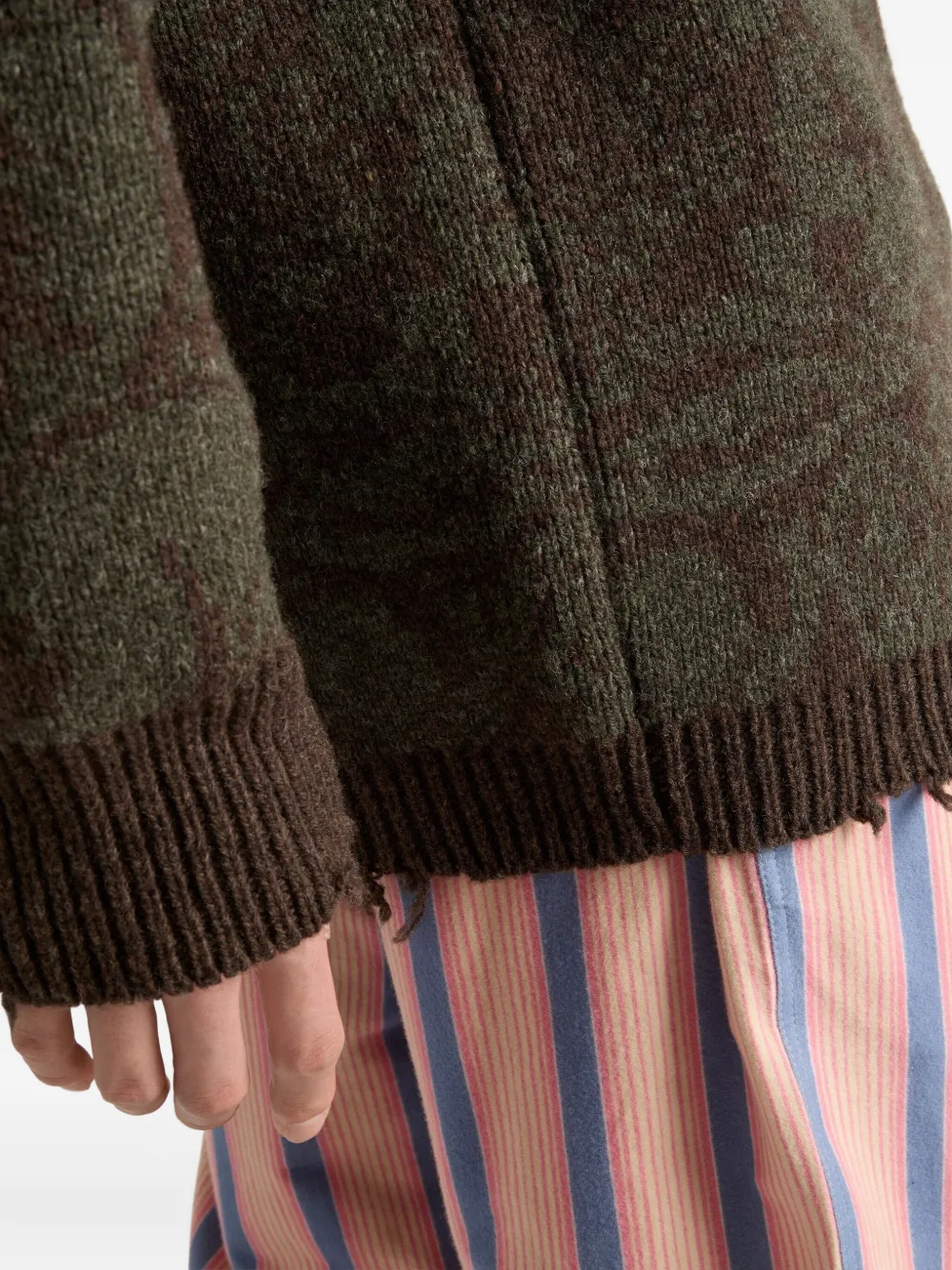 Prada Wide-neck Wool Sweater In Brown