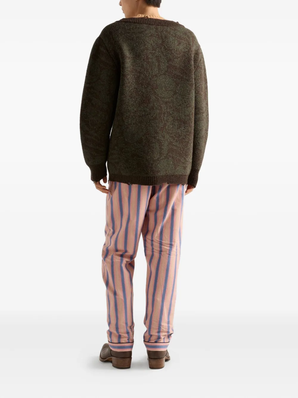 Prada Wide-neck Wool Sweater In Brown