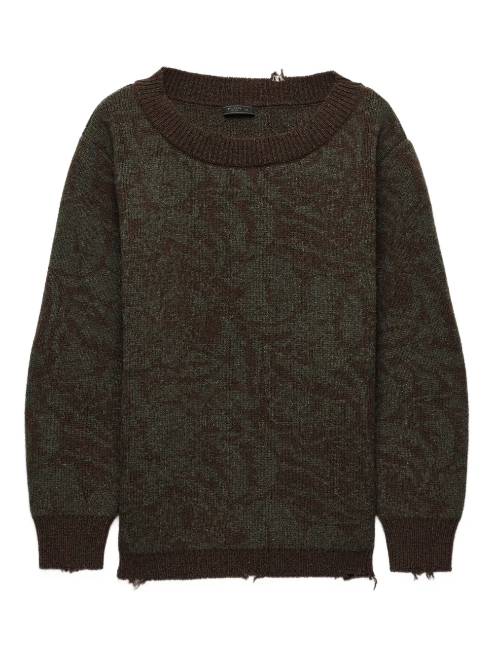 Prada Wide-neck Wool Sweater In Brown