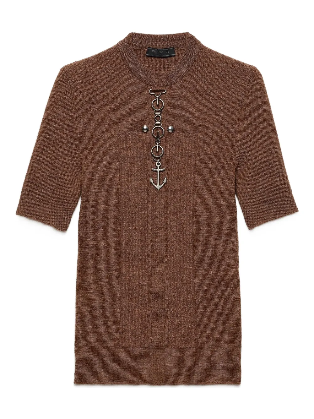 Prada anchor-detail ribbed knit sweater | Brown | Image 1
