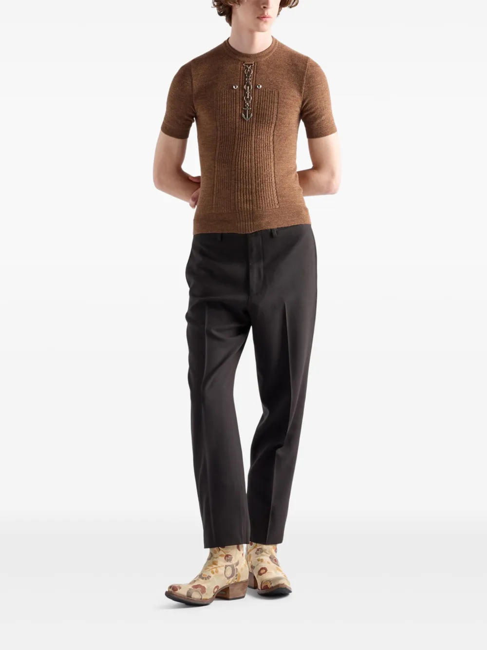 Prada anchor-detail ribbed knit sweater | Knitted Sweaters | Image 2