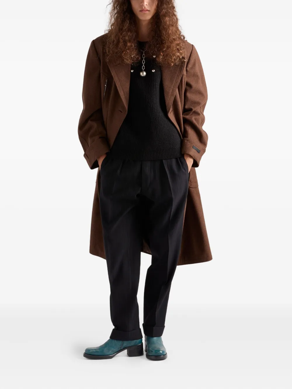 Prada pendant wool crew-neck sweater Zwart