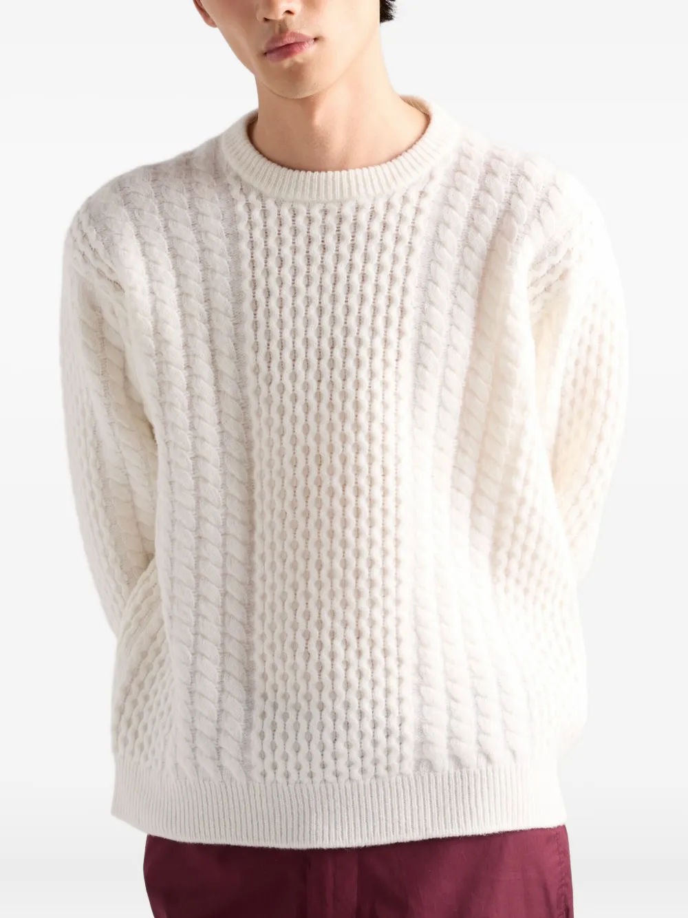 Prada Wollen trui met ronde hals Wit