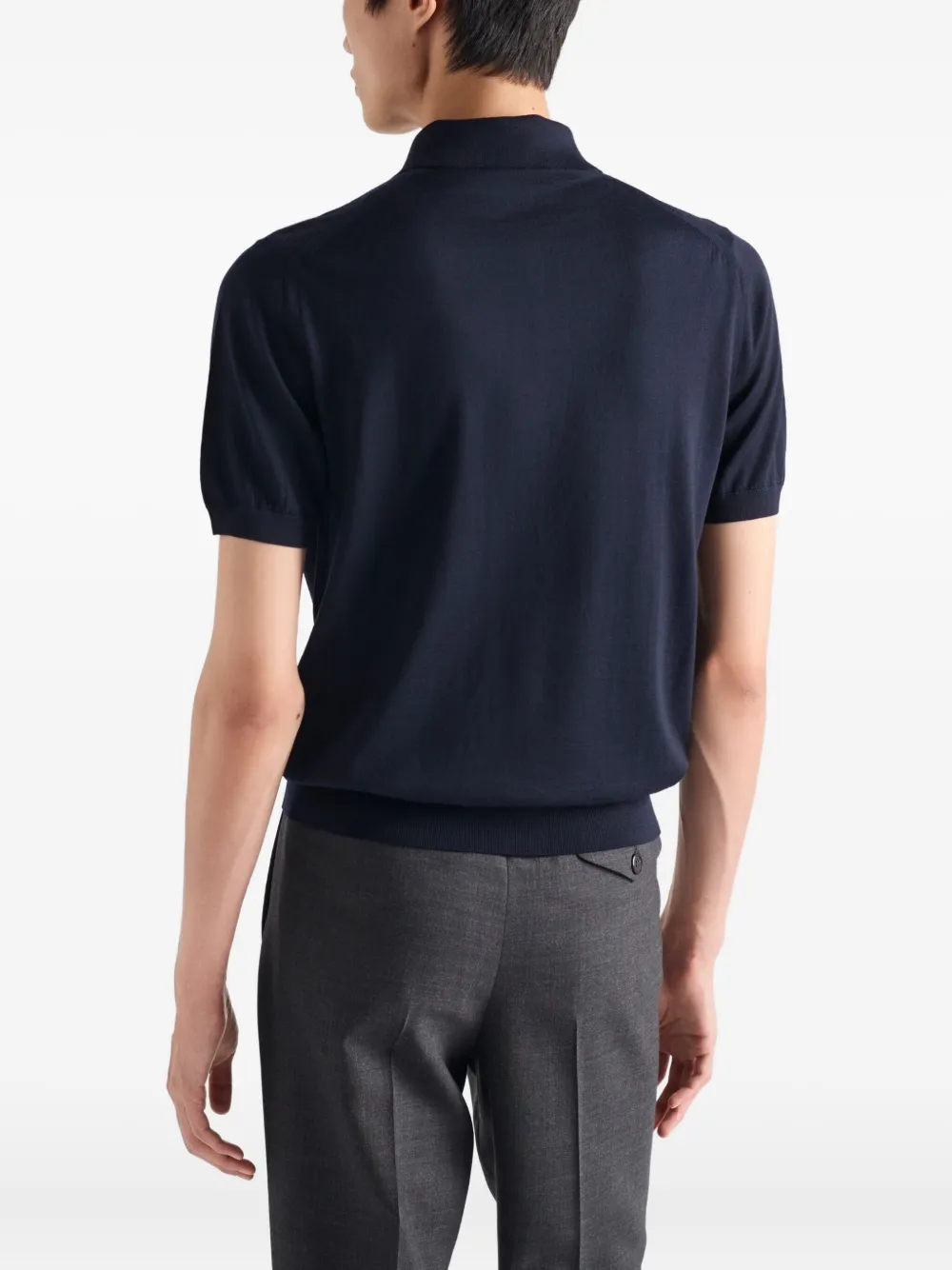 Prada Wollen poloshirt met borduurwerk Blauw