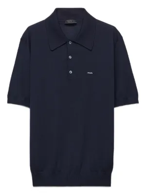 プラダ メンズポロシャツ　XL プラダ メンズ 定番 鹿の子 半袖ポロシャツ 黒 #XL PRADA