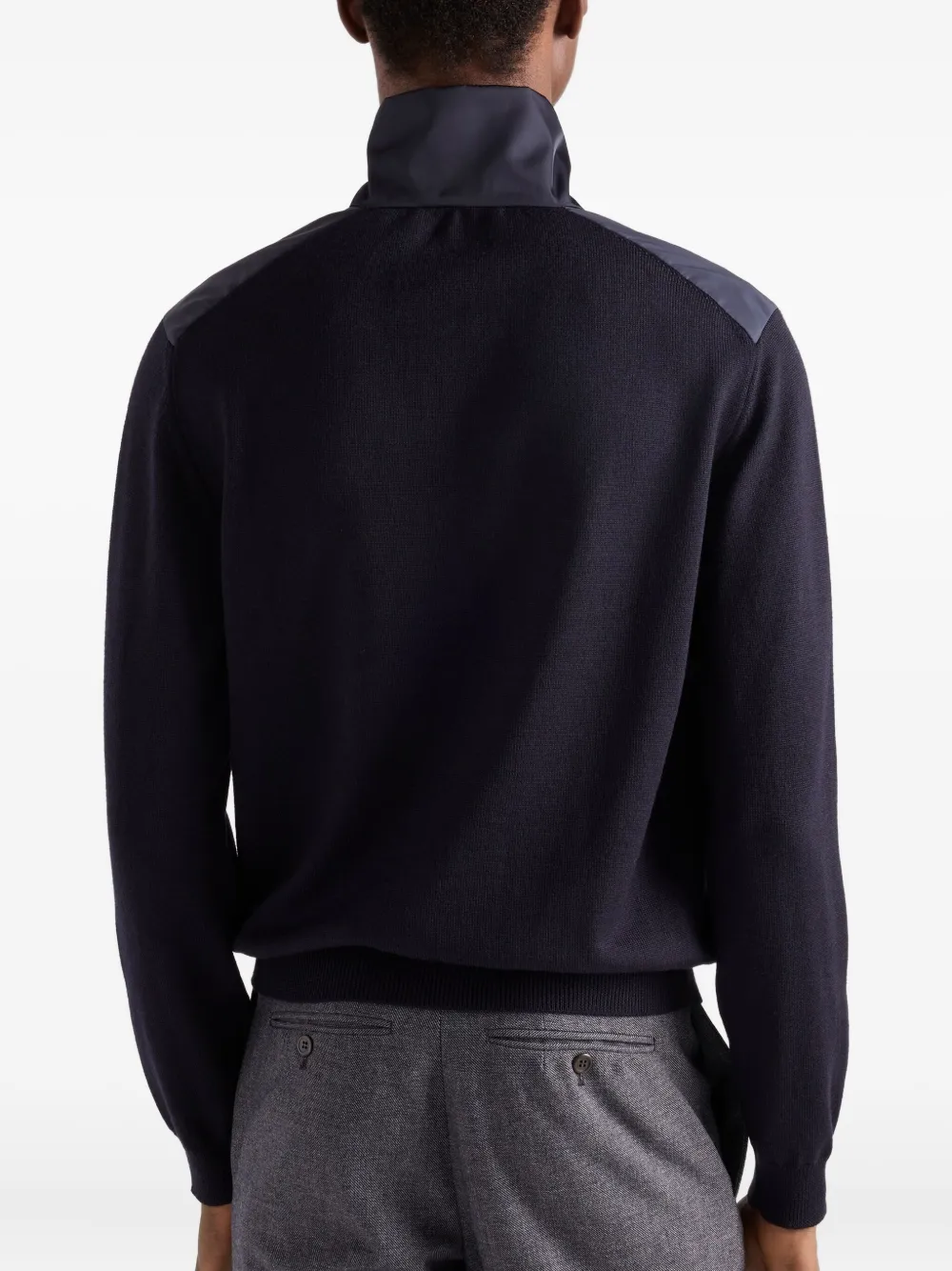 Prada Superfine Wool Zipper Cardigan In Blue