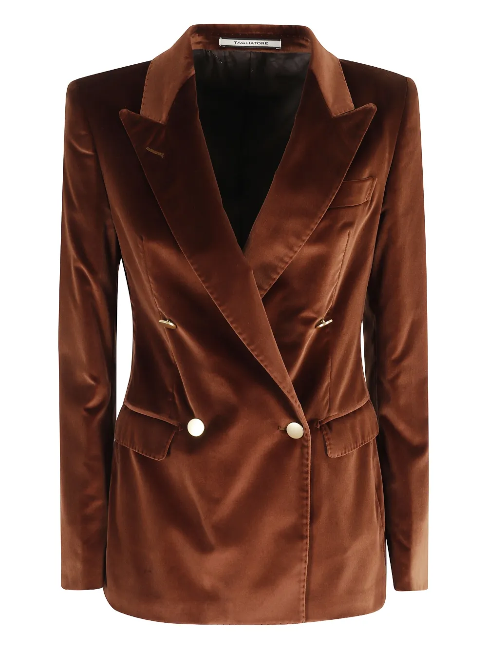 Tagliatore Velvet Double-breasted Blazer In Brown