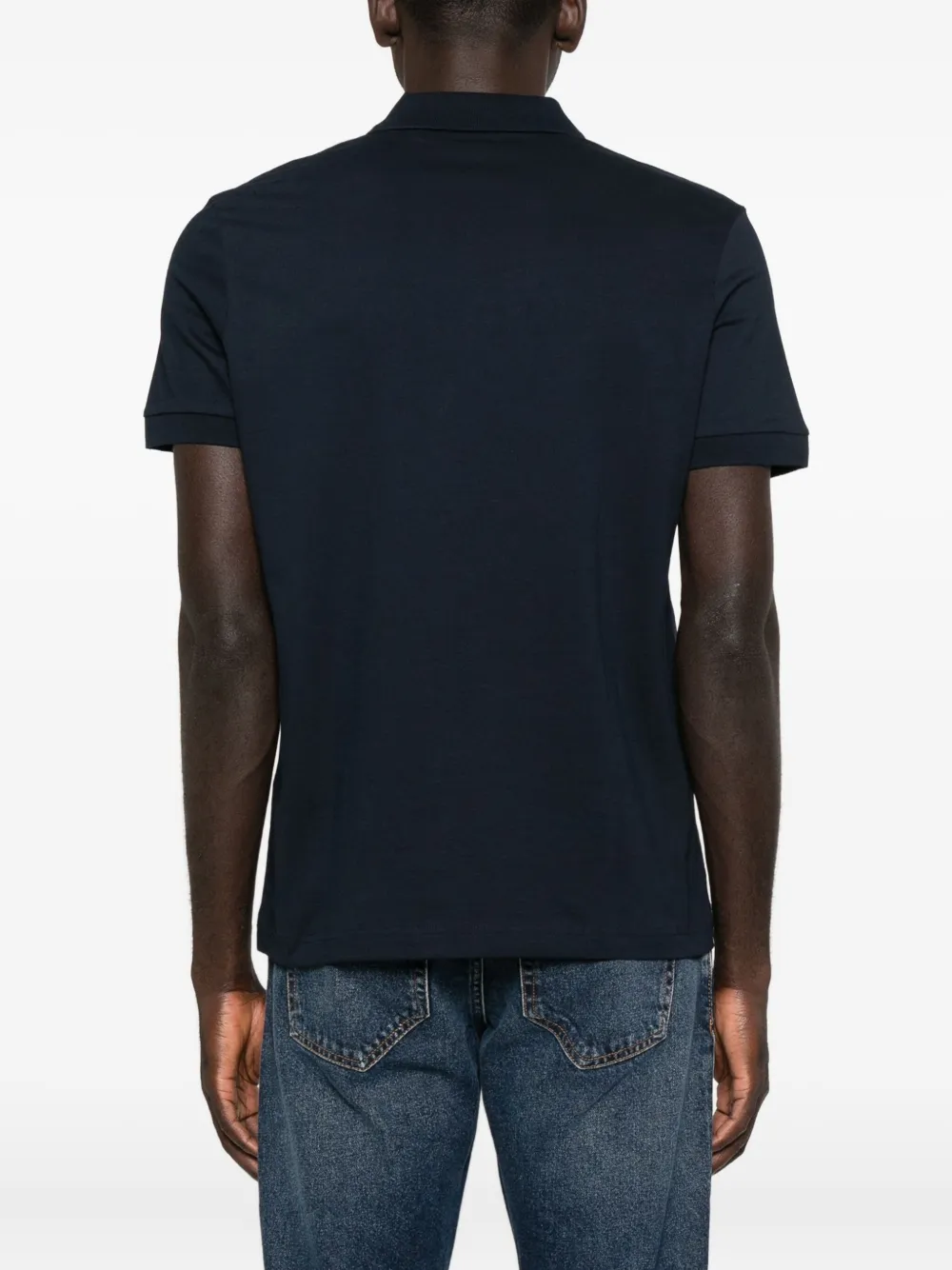 Hugo Boss Zip-neck Logo Polo Shirt In Blue