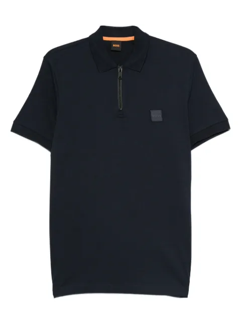 BOSS zip-neck logo polo shirt