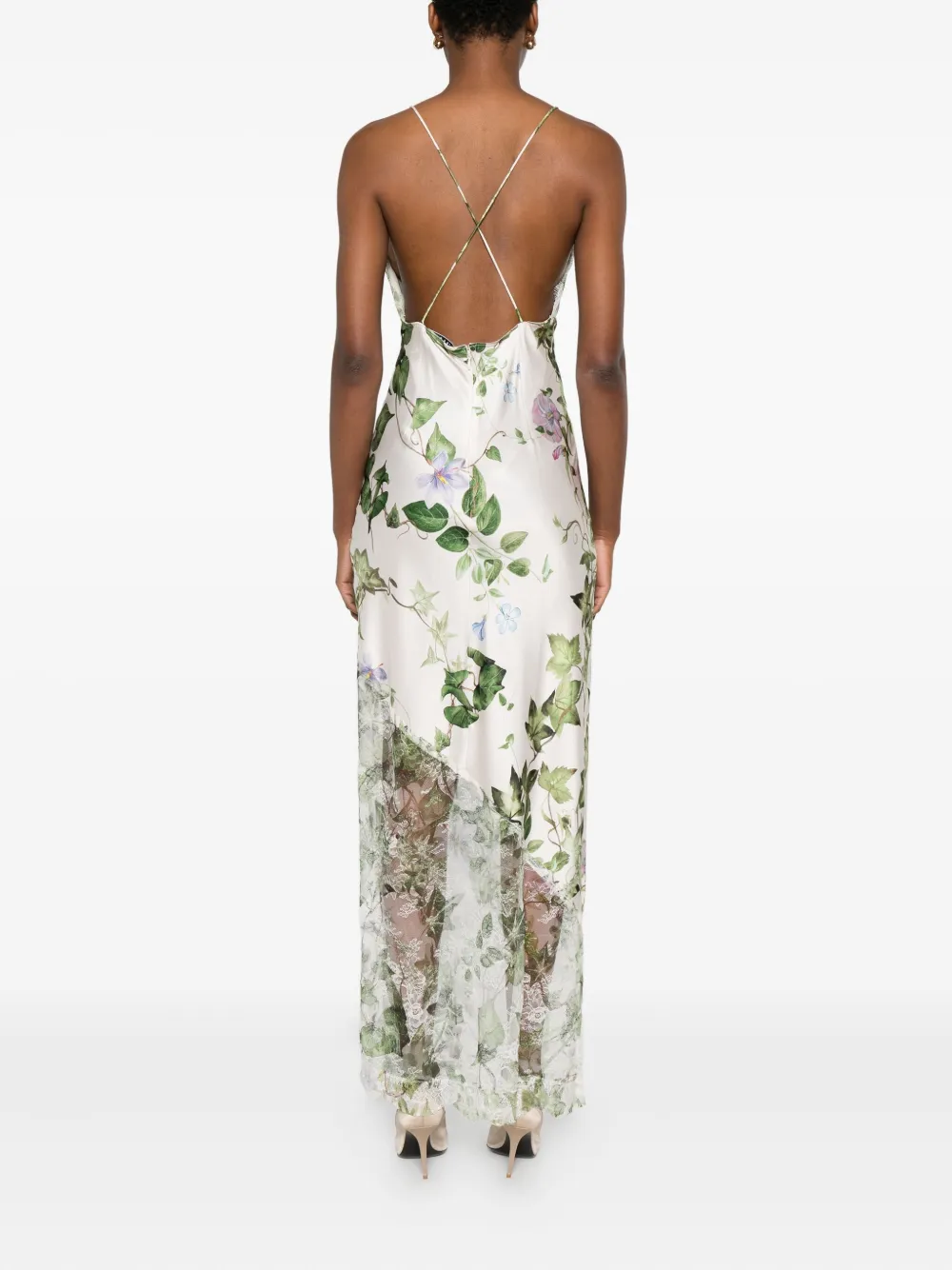 Alice And Olivia Floral Lace-insert Midi Party Dress In Multi