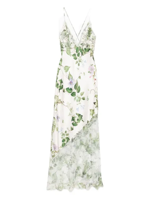 alice + olivia floral lace-insert midi party dress