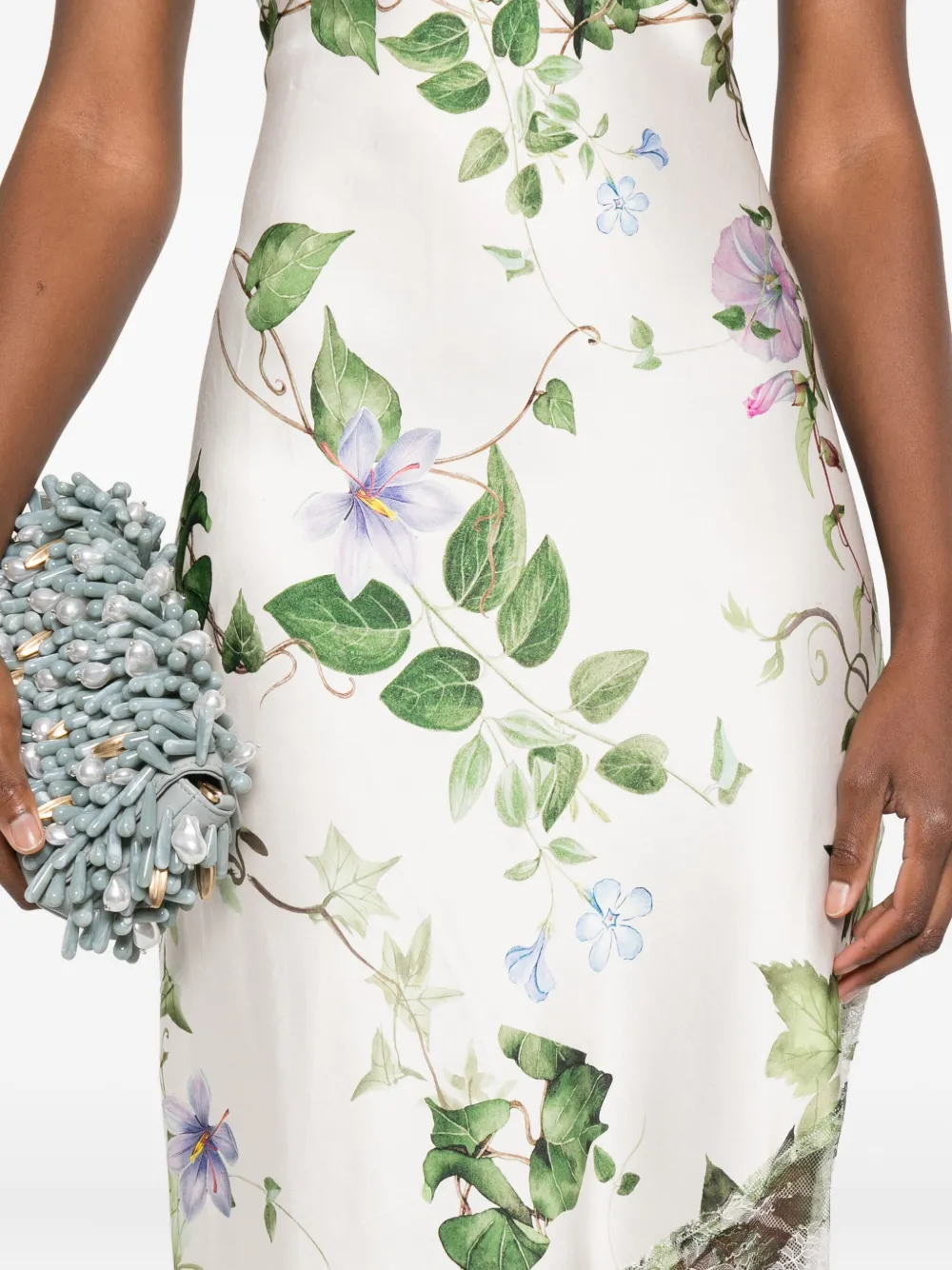 Alice And Olivia Floral Lace-insert Midi Party Dress In Multi