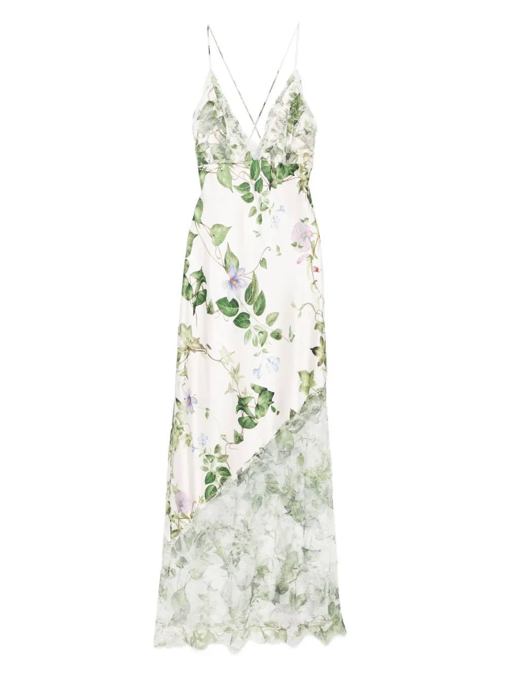 alice + olivia vestido de fiesta midi con encaje floral | blanco | Image 1