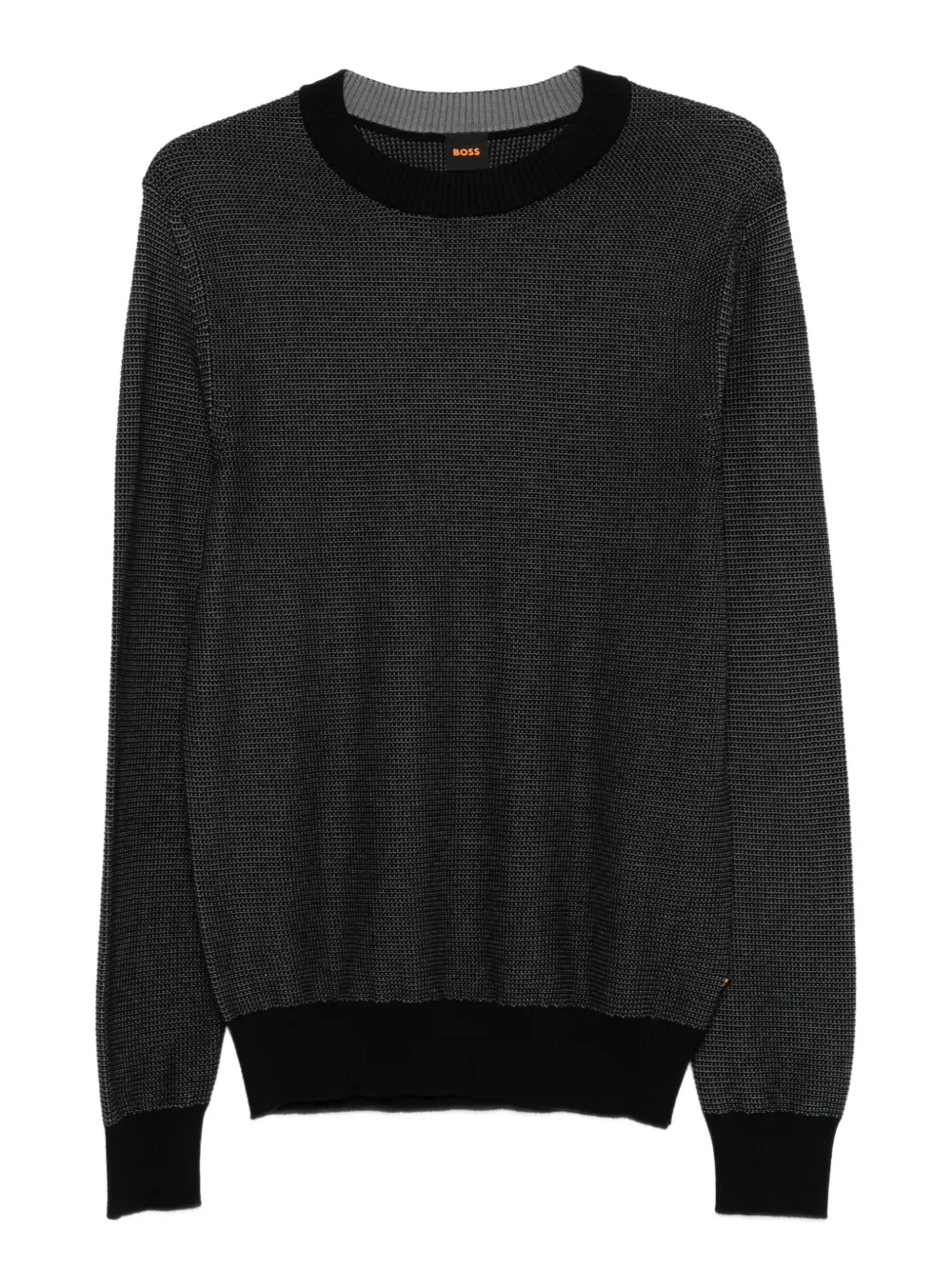 BOSS textured crew-neck sweater | Black | Image 1