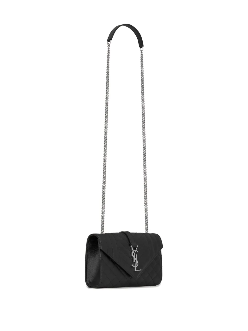 Saint Laurent Envelope quilted chain shoulder bag - Zwart
