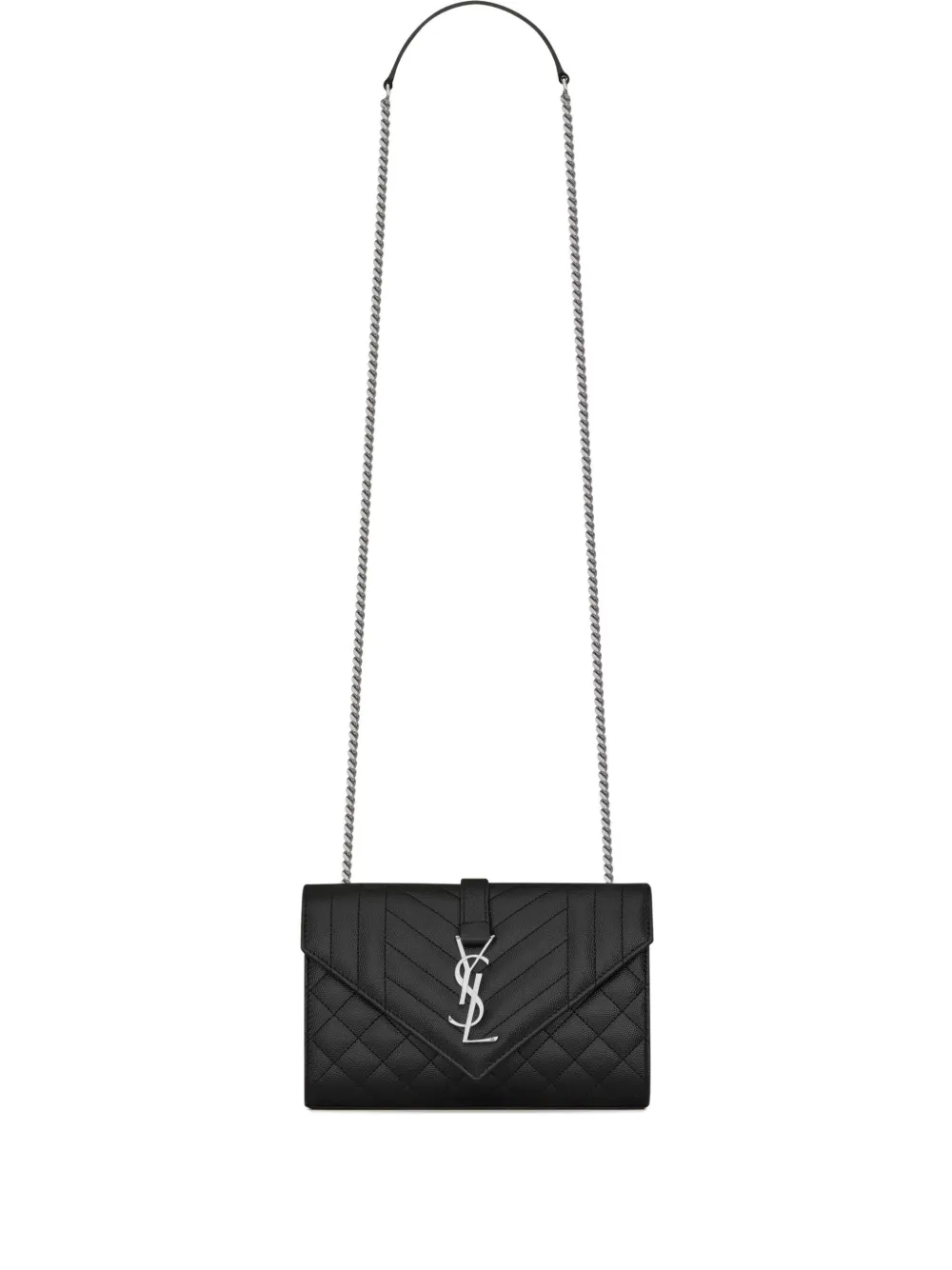 Saint Laurent Envelope quilted chain shoulder bag Zwart