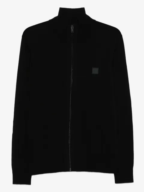 BOSS zip-fastening logo-patch cardigan